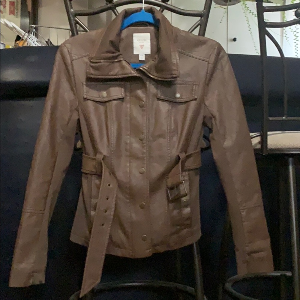 XS Brown Guess Leather Jacket